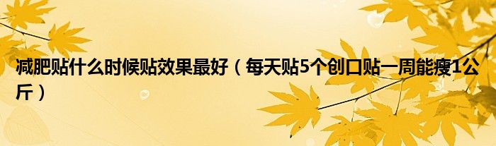 减肥贴什么时候贴效果最好(每天贴5个创口贴一周能瘦1公斤)