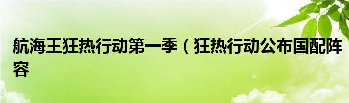 航海王狂热行动第一季(狂热行动公布国配阵容