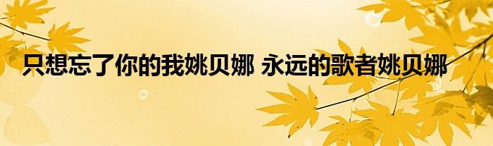 只想忘了你的我姚贝娜 永远的歌者姚贝娜