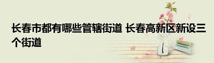 长春市都有哪些管辖街道 长春高新区新设三个街道