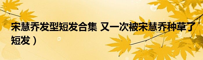 宋慧乔发型短发合集 又一次被宋慧乔种草了短发)