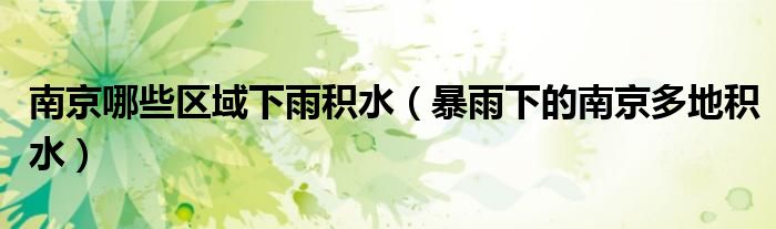 南京哪些区域下雨积水(暴雨下的南京多地积水)