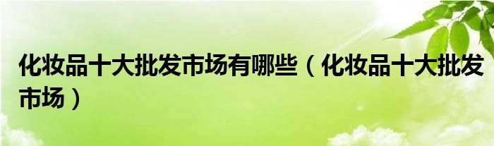 化妆品十大批发市场有哪些(化妆品十大批发市场)