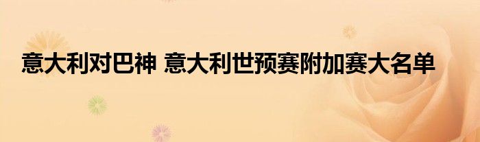 意大利对巴神 意大利世预赛附加赛大名单