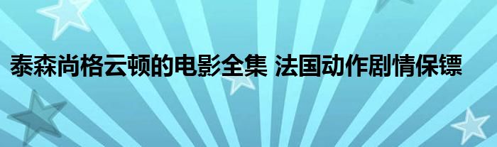 泰森尚格云顿的电影全集 法国动作剧情保镖