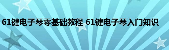 61键电子琴零基础教程 61键电子琴入门知识