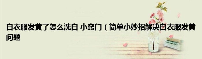 白衣服发黄了怎么洗白 小窍门(简单小妙招解决白衣服发黄问题