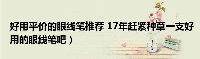 好用平价的眼线笔推荐 17年赶紧种草一支好用的眼线笔吧)