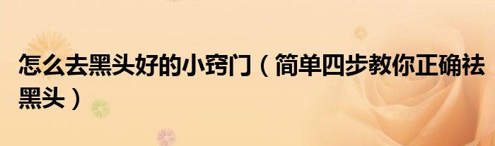 怎么去黑头好的小窍门(简单四步教你正确祛黑头)