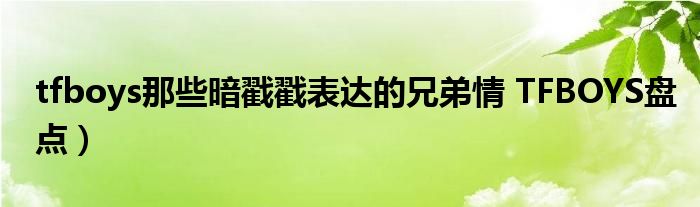 tfboys那些暗戳戳表达的兄弟情 TFBOYS盘点)