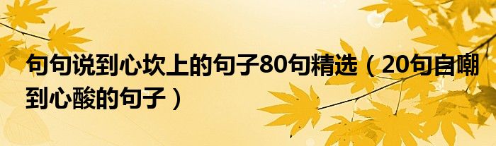 句句说到心坎上的句子80句精选(20句自嘲到心酸的句子)