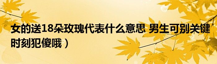 女的送18朵玫瑰代表什么意思 男生可别关键时刻犯傻哦)