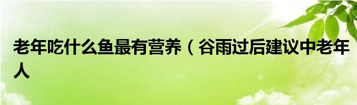 老年吃什么鱼最有营养(谷雨过后建议中老年人