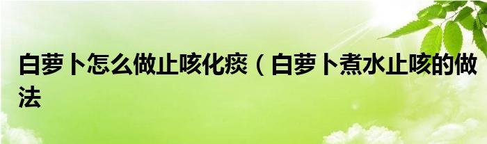 白萝卜怎么做止咳化痰(白萝卜煮水止咳的做法
