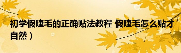 初学假睫毛的正确贴法教程 假睫毛怎么贴才自然)