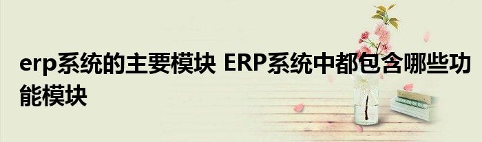 erp系统的主要模块 ERP系统中都包含哪些功能模块