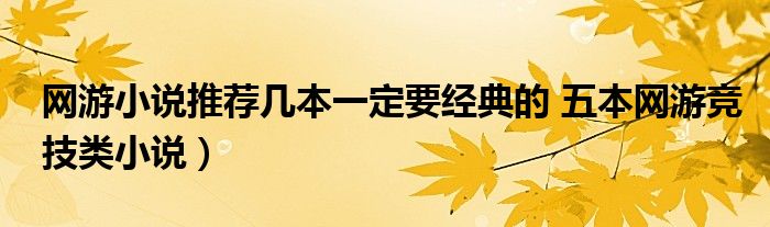 网游小说推荐几本一定要经典的 五本网游竞技类小说)