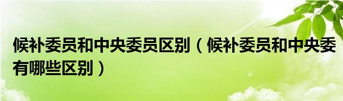 候补委员和中央委员区别(候补委员和中央委有哪些区别)