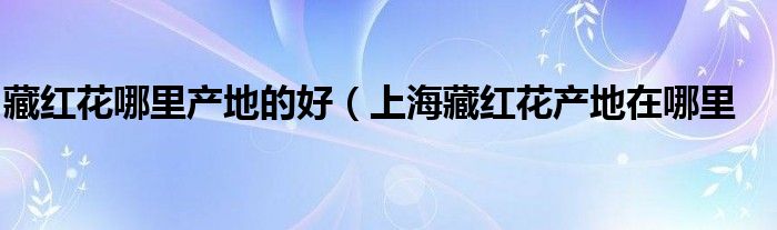 藏红花哪里产地的好(上海藏红花产地在哪里