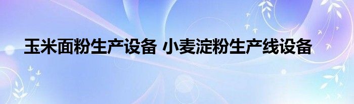玉米面粉生产设备 小麦淀粉生产线设备