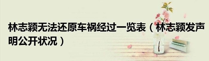 林志颖无法还原车祸经过一览表(林志颖发声明公开状况)