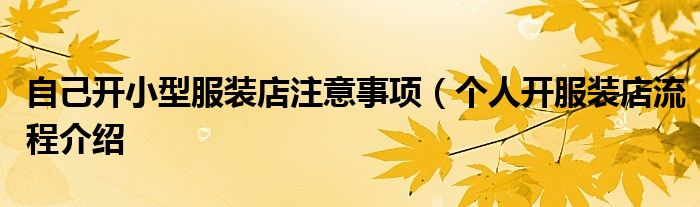 自己开小型服装店注意事项(个人开服装店流程介绍