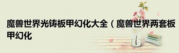 魔兽世界光铸板甲幻化大全(魔兽世界两套板甲幻化