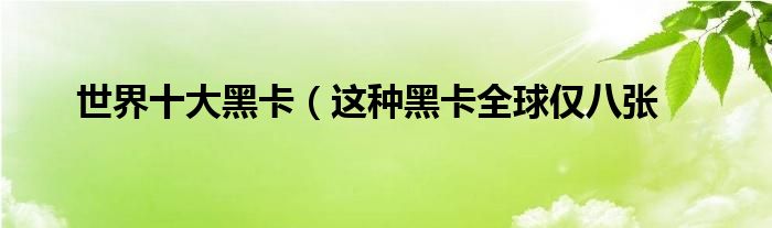 世界十大黑卡(这种黑卡全球仅八张