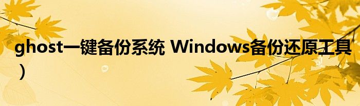 ghost一键备份系统 Windows备份还原工具)