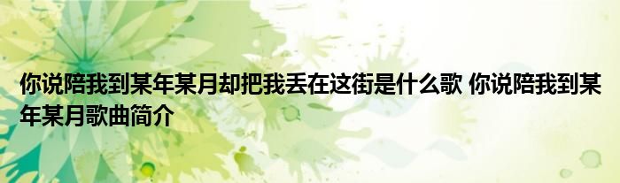 你说陪我到某年某月却把我丢在这街是什么歌 你说陪我到某年某月歌曲简介