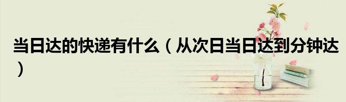 当日达的快递有什么(从次日当日达到分钟达)