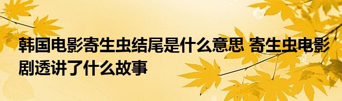 韩国电影寄生虫结尾是什么意思 寄生虫电影剧透讲了什么故事