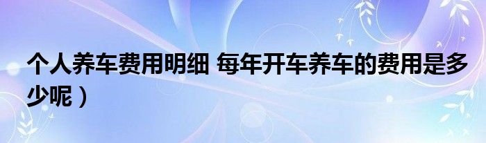 个人养车费用明细 每年开车养车的费用是多少呢)