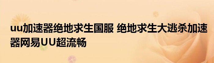 uu加速器绝地求生国服 绝地求生大逃杀加速器网易UU超流畅