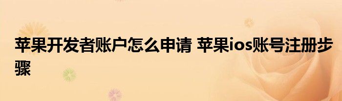 苹果开发者账户怎么申请 苹果ios账号注册步骤