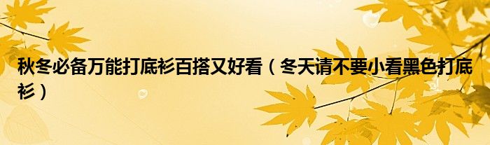秋冬必备万能打底衫百搭又好看(冬天请不要小看黑色打底衫)