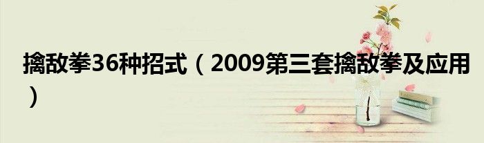 擒敌拳36种招式(2009第三套擒敌拳及应用)