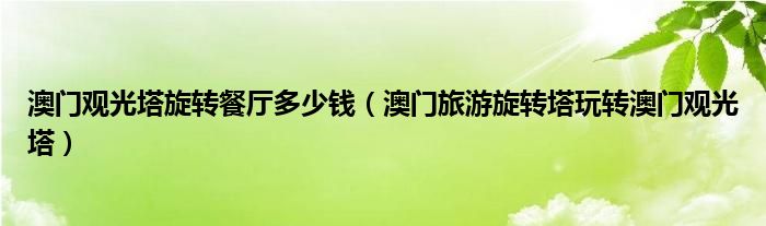 澳门观光塔旋转餐厅多少钱(澳门旅游旋转塔玩转澳门观光塔)