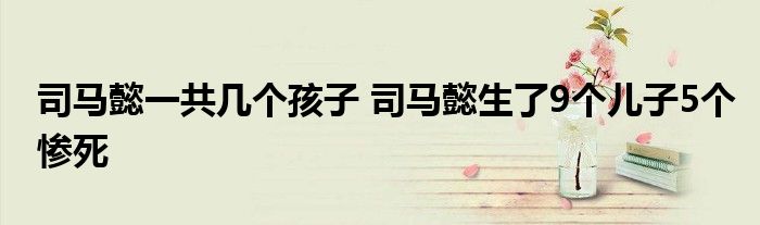 司马懿一共几个孩子 司马懿生了9个儿子5个惨死