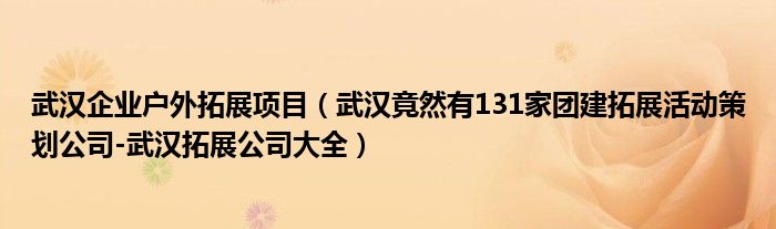 武汉企业户外拓展项目(武汉竟然有131家团建拓展活动策划公司-武汉拓展公司大全)