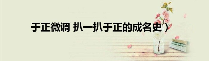 于正微调 扒一扒于正的成名史)