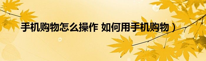 手机购物怎么操作 如何用手机购物)