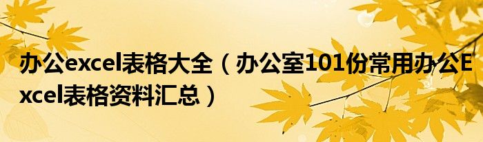 办公excel表格大全(办公室101份常用办公Excel表格资料汇总)