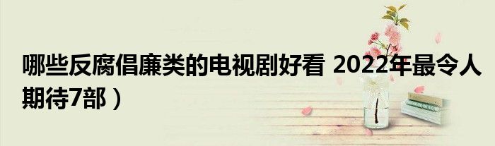 哪些反腐倡廉类的电视剧好看 2022年最令人期待7部)