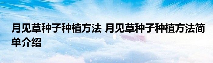 月见草种子种植方法 月见草种子种植方法简单介绍