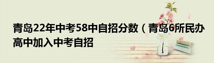 青岛22年中考58中自招分数(青岛6所民办高中加入中考自招