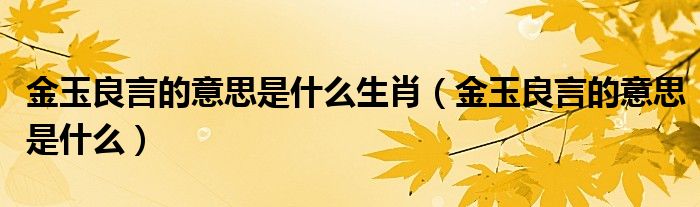 金玉良言的意思是什么生肖(金玉良言的意思是什么)