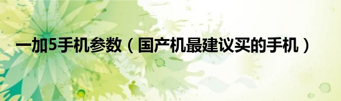 一加5手机参数(国产机最建议买的手机)