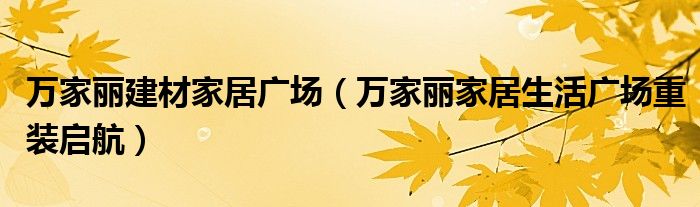 万家丽建材家居广场(万家丽家居生活广场重装启航)