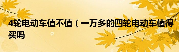4轮电动车值不值(一万多的四轮电动车值得买吗
